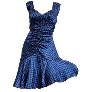 Betsey Johnson Blue herringbone Silk Dress